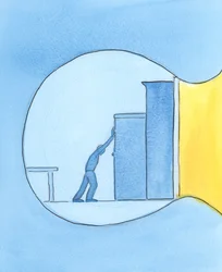 許しを拒み、他人を憎み、軽蔑する人は、まるで自分の魂の扉の内側に家具を積み上げているかのようです、2003年（紙にw - c）