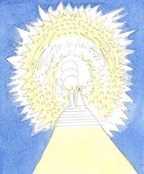 主は私に、天国は神の栄光に満ちた円形の領域のようであり、三人の神の人と天使と聖人によって占められていることを私に示しました、2004年（紙にw - c）