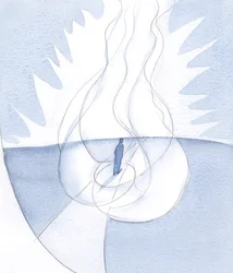意志が神の意志に一致する魂は、神の愛に折りたたまれます。キリストによって導かれ、霊によって導かれ、父に行きます。 2001年に1つの炎を与える3人（紙にw - c）