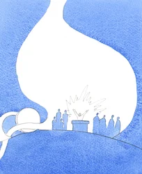 教会を通して、私たちは罪深い世界で神の子として生きるために必要なものをすべて持っている」2005年（紙に水彩画）