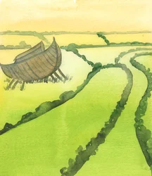 私たちは一見平和で文明的な国に住んでいる。しかし、個人もグループもほとんど抗議しようとしない恐ろしいことが起こっている, 2005（紙に水彩画）