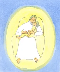 キリストの友人が聖体拝領で彼を受け入れるが、病気で疲れて祈ることができないとき、彼女はキリストが病気の子供を抱くのと同じように、キリストが彼女を愛情深い世話で「抱きしめている」と確信することができます。