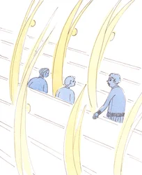 人々が教会で無駄話をしているときも、守護天使たちはイエスに祈り続け、敬虔な沈黙によって主を敬う、2004年