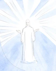 「あなただけが聖なる者です」：私はキリストが私たちに代わって祈っていたときに、彼の手のひらが父に向かって伸ばされているのを見ました（聖なるミサで）、2000年（紙にw - c）
