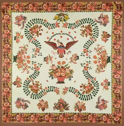キルト、1825年頃（アップリケコットン）