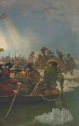 1776年12月25日、デラウェア川を渡るワシントン