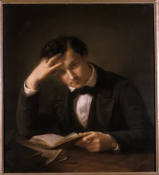若い学生、1858