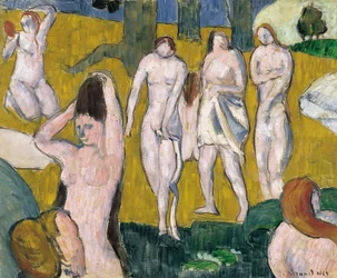 Femmes au bain - Women Bathing - Painting by Emile Bernard (1868-1941) - 1889 - Oil on canvas - 47x57,2 - Thyssen-Bornemisza Collections