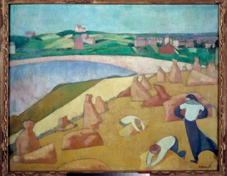 海辺の収穫、1891年のサン・ブリアック・シュル・メール。エミール・ベルナール（1868-1941）の絵画