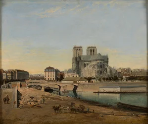 1860 年、Quai de la Tournelle から見たノートルダムの後陣。