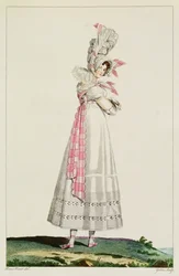 ジョルジュジャックガティーヌ（1773-1831年）が刻印した「インクロヤブルエメルベイユ」のファッションプレート、サマードレス、1815年