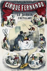 Cirque Fernando:The Writing Barber - Lévyによるポスター、19世紀後半
