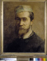 画家エミール・ルボン（1809-1863）の肖像（ギュスターヴ・リカール（1823-1873）作）。油彩・キャンバス