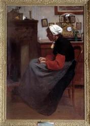 Simple heart 素朴なインテリアの中で、椅子に座って眠る老いた農夫。エミール・トロンシー（1859-1943）の作品。パリ、リュクサンブール宮殿 DR