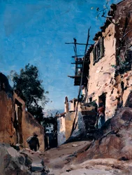 墓地の下の旧市街、マントン、1890