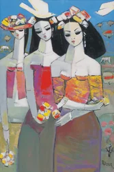 2羽の白い鳥（油彩・キャンバス