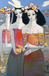 2羽の白い鳥、2007年（油彩・キャンバス・ボード