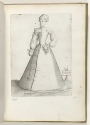 Galla mulier (オブジェクトのタイトル) 1550年頃のファッションに身を包んだフランス出身の既婚女性 Diversarum gentium nostrae aetatis所（シリーズ名）