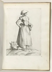 GallaまたはFlandrenを保管してください。 (オブジェクトのタイトル) Dienstbode uit Vlaanderen, gekleed volgens de mode van ca. 1550 私たちの時代のさまざまな国の態度（シリーズタイトル）