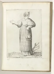 ドイツ語 (オブジェクトのタイトル) Vrouw gekleed volgens de Duitse mode ca 1550 私たちの時代のさまざまな国の態度（シリーズタイトル）