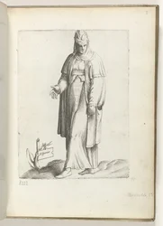 スペイン (オブジェクトのタイトル) Vrouw in Spaanse kleding. 約。 1550 私たちの時代のさまざまな国の態度（シリーズタイトル）