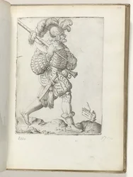 ドイツ兵 (オブジェクトのタイトル) Duitsesoldaat、gekleed volgens de mode van ca. 1550 私たちの時代のさまざまな国の態度（シリーズタイトル）