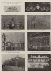 戴冠式の装飾とイルミネーション、ロンドンと地方