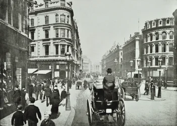 クイーンビクトリアストリート、ロンドン市クイーンストリートから東を見る、1890