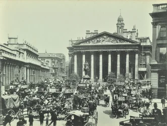 ロイヤルエクスチェンジ、スレッドニードルストリート、ロンドン市、1890