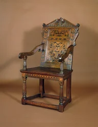 1600年代半ばのチャールズ1世の肘掛け椅子（寄木細工の象眼細工のオーク）