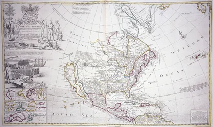 北米の見開き地図、c.1708-20