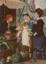 フランスの果物市場 (色リソ)