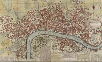 ロンドンとウェストミンスターの都市とサザーク特別区の新しい正確な計画、1725