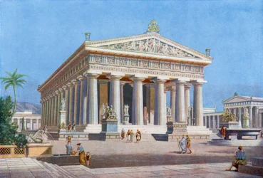 偉大な海の神の比類のない神社: パエストゥムのポセイドン神殿 (色リソ)