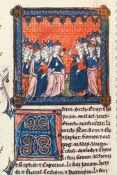 Oscott Psalter、c.1270 (ベラム) から 50000 人のユダヤ人の長老、Chronicles I を追加します。