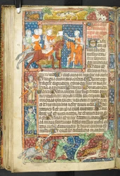 Secretum Secretorum から、MS 47680、f.40v、King (Alexander)、およびメッセンジャーに手紙を渡すアリストテレスを追加