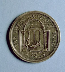 ロングエーカーのデュークスバニオへの入場券、1680年頃（金属）