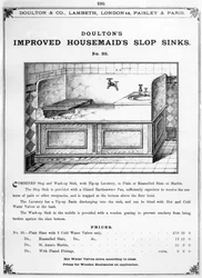 &39;Doulton&39;s Improvement Housemaid&39;s Slop Sinks&39;の広告、1880年代頃