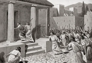 リクルゴスを攻撃するスパルタの青年アルカンデル（Hutchinson