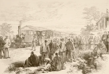 1880年頃の初期の中国鉄道（リトグラフ）