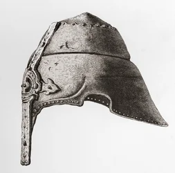An early twelfth century Nasal Helmet, from The British Army: Its Origins, Progress and Equipment, published 1868.   1439511   ja       japanese Successfully Translated  Original: Spiraling Birds II, 2017 (Collage on canvas) Translat: Spiraling Birds II, 2