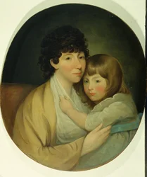 アンナ・マリア・ホワイト（チャールズ・トレンチ夫人）と子供（油彩・キャンバス