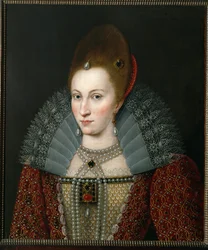 アン・オブ・デンマーク、イングランド女王、ジェームズ1世の妻......（キャンバスに描かれた絵）