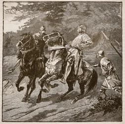 リチャード王の逮捕、Cassells Illustrated History of Englandからのイラスト（セピア写真）