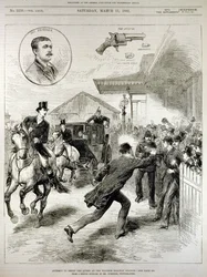 1882年3月11日、「The Illustrated London News」から、ウィンザー駅で女王を撃つ