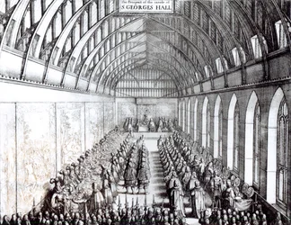 ウィンザー城のセントジョージホールにあるチャールズ2世の宴会（1630〜85年）