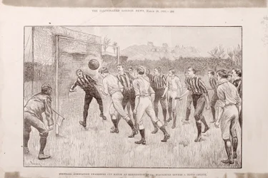 1891年3月23日、The Illustrated Sporting and Dramatic Newsのケニントンオーバルにあるブラックバーンローバーズ対ノッティンガム郡