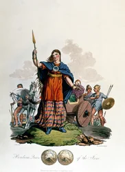 1815年に出版されたリチャードハヴェル長老によって彫刻されたCHSによって設計されたアイスニの女王、ボアディセア（アクアチント）