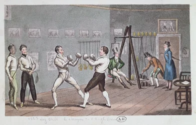 イギリスのボクシング、1823年（色の彫刻）