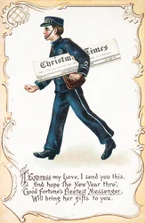 男の子配達クリスマスタイムズ新聞、クリスマスカード